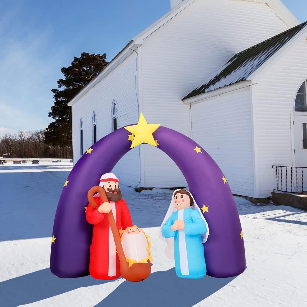 Farm 20ft. Tall Pre-Lighted Christmas Inflatable | Happy Snowman with RGB Lights and Storage Bag | Outdoor Holiday Amplified Holiday Celebration Party Decoration