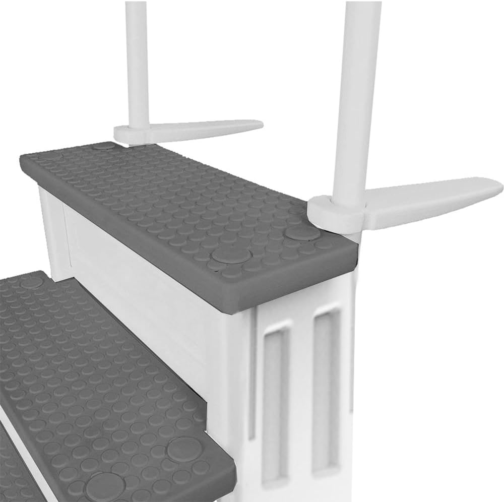 Select Anti-Slip in-Pool Steps | Gray | for Above Ground Swimming Pools | Can Mount to Decks 48" to 54" H | Safety Stairs Capacity Up to 300 lbs