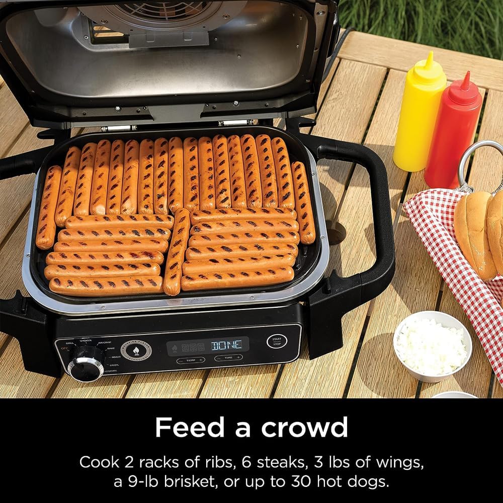 Professional Outdoor Grill and Smoker, Built-in Thermometer, 7-in-1 main grill, BBQ Smoker, Air Fryer, Bake, Bake, dehydrate, Grill, Firewood Pellet, Portable, electric (updated)