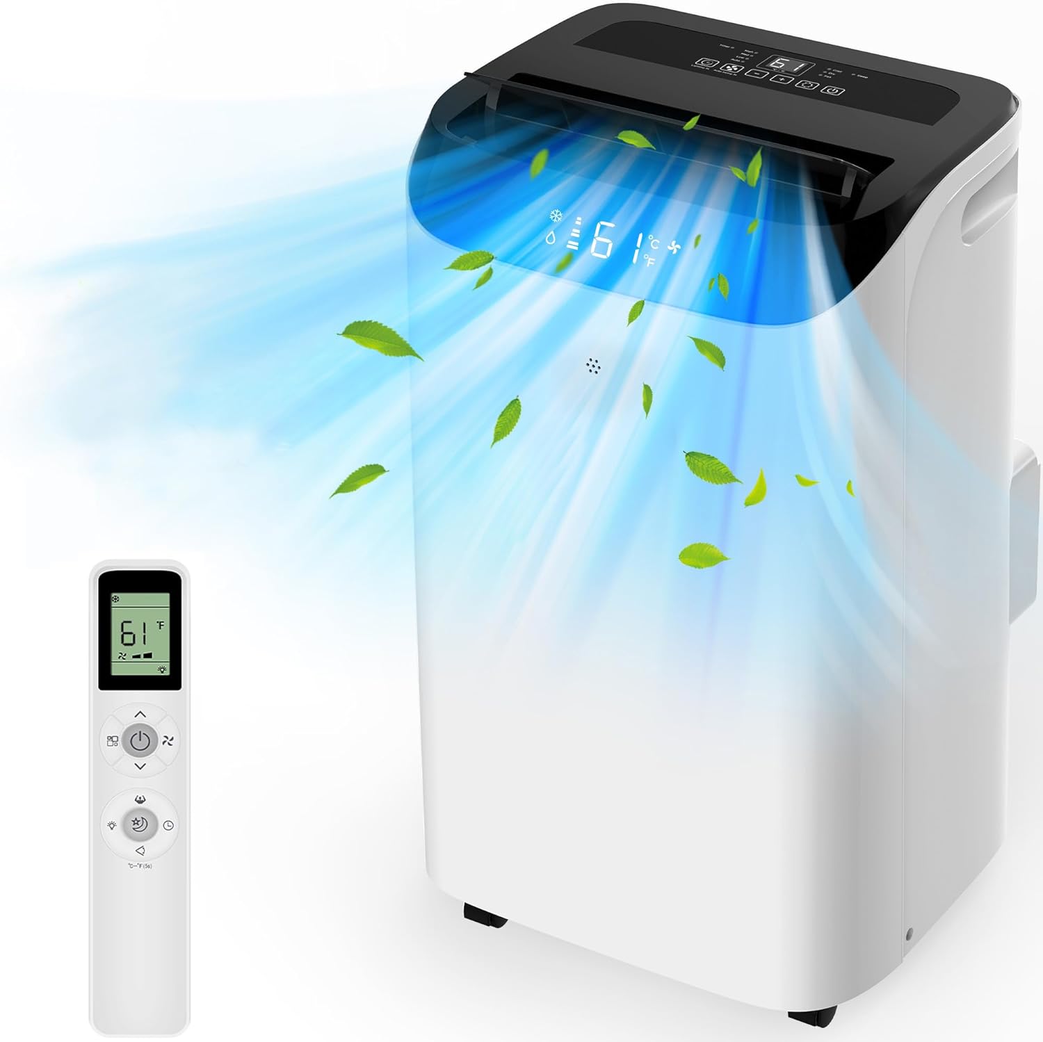 Portable Air Conditioners with Remote Control, 3-in-1 Free Standing Cooling AC Unit with Fan & Dehumidifier, Cools Room up to 700 sq.ft, Smart/Sleep Mode,3 Speed,Auto Swing,24H Timer