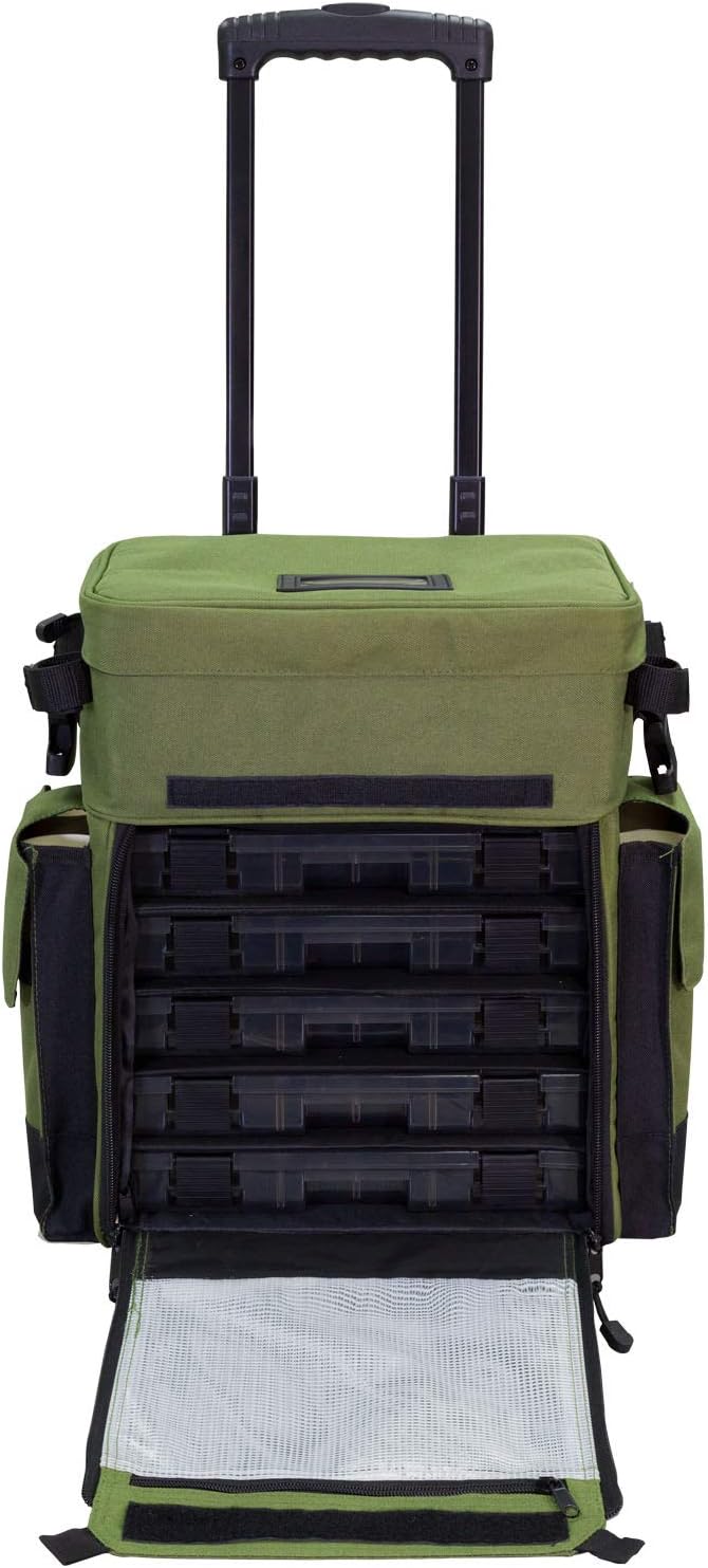Elkton Outdoors Rolling Tackle Box with Wheels
