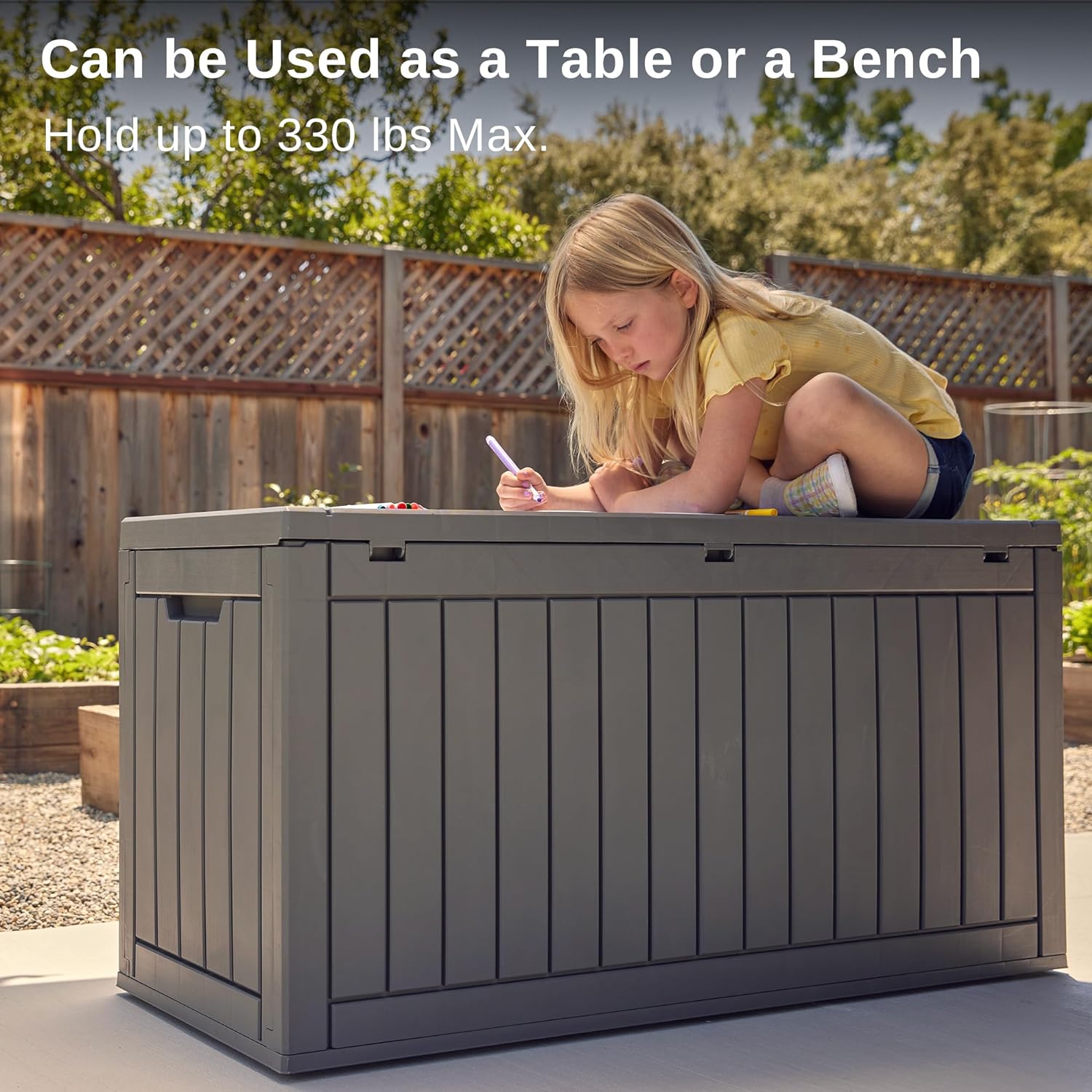 230 Gallon Deck Box, Outdoor Storage Box with Padlock